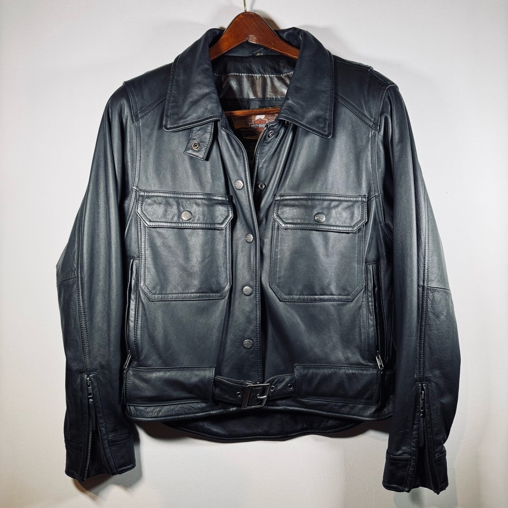HARLEY DAVIDSON Womens Vintage Genuine Leather Motorcycles Jacket Size M